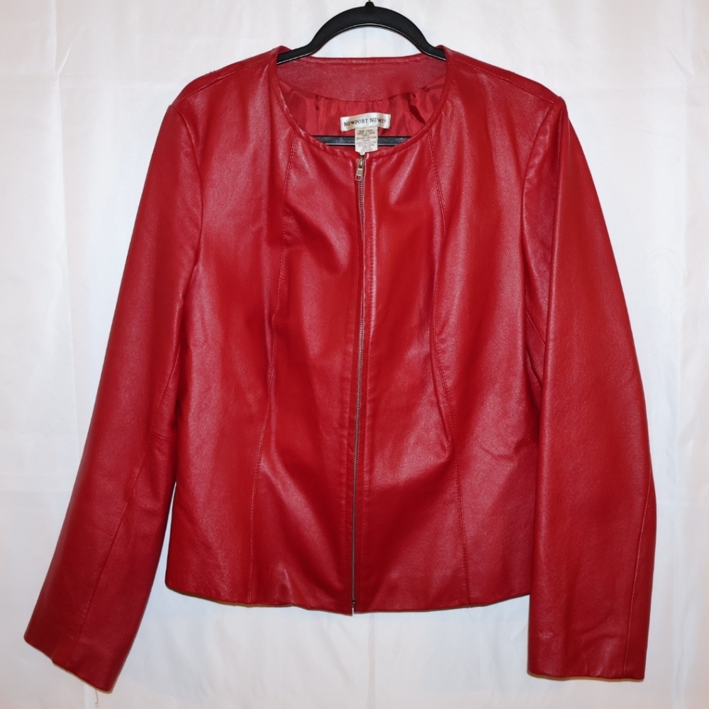Newport News Red Genuine Leather Women's Jacket.